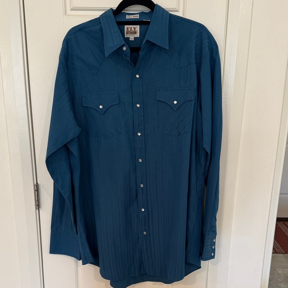 Ely Cattleman Teal Snap-Front Shirt XLT